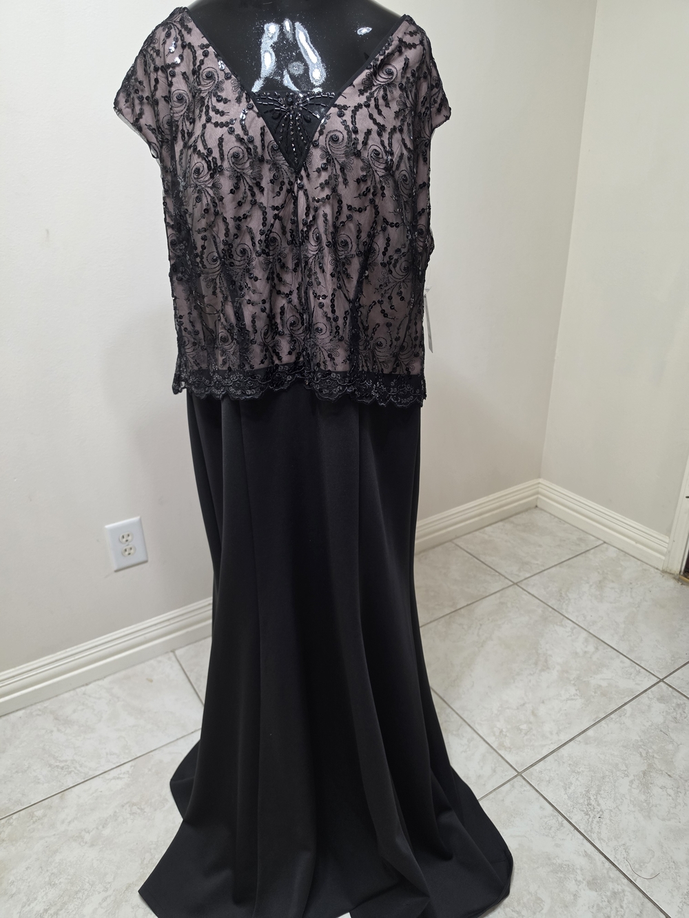 Ignite Evenings Beaded Black Evening Dress